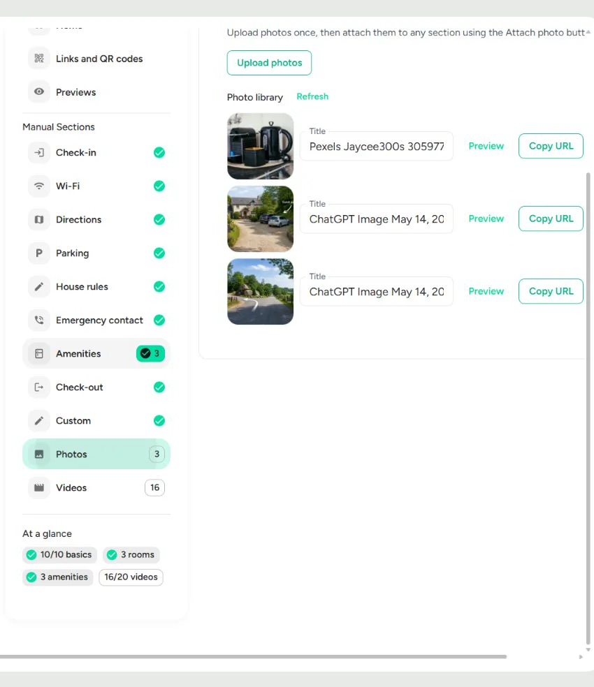 StayPerk photo library for reusable vacation rental manual images