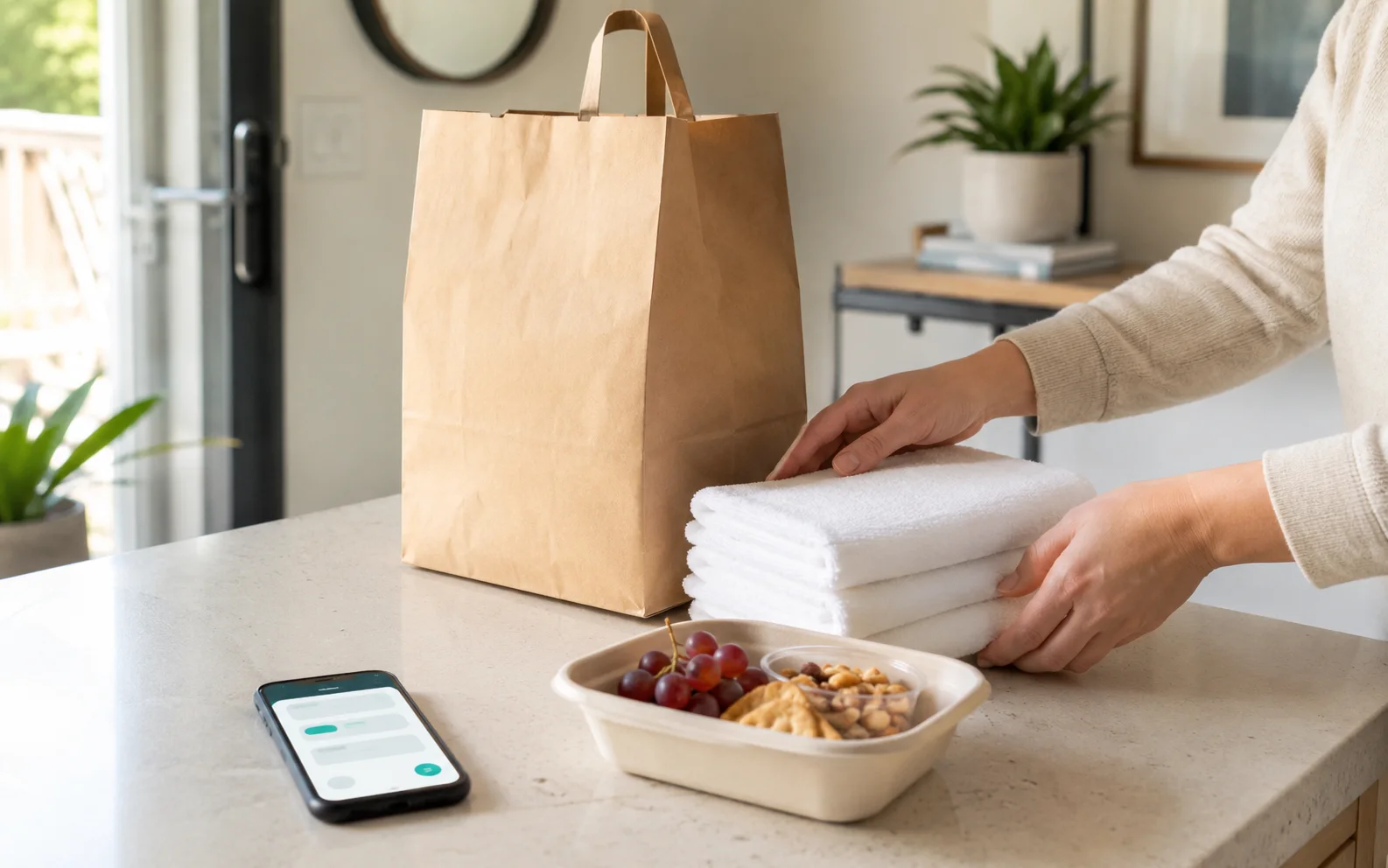 Illustration of local service providers connecting to short-term rental guests through property manuals.