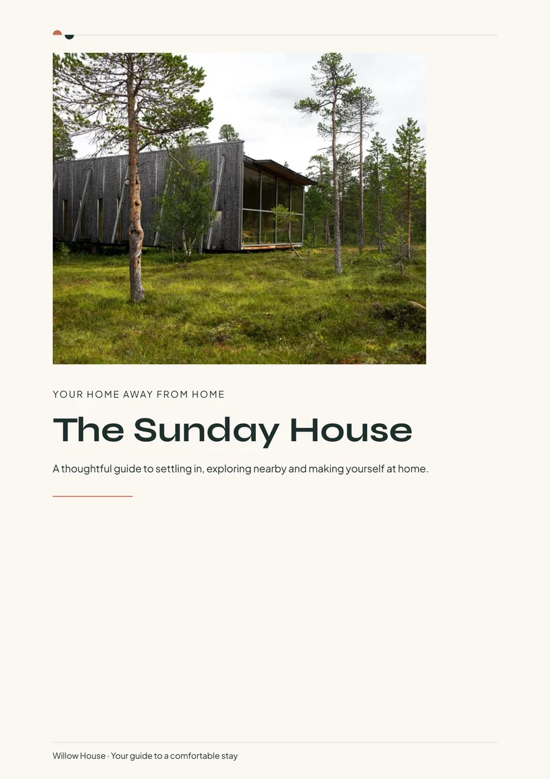 Scandinavian vacation rental welcome book cover